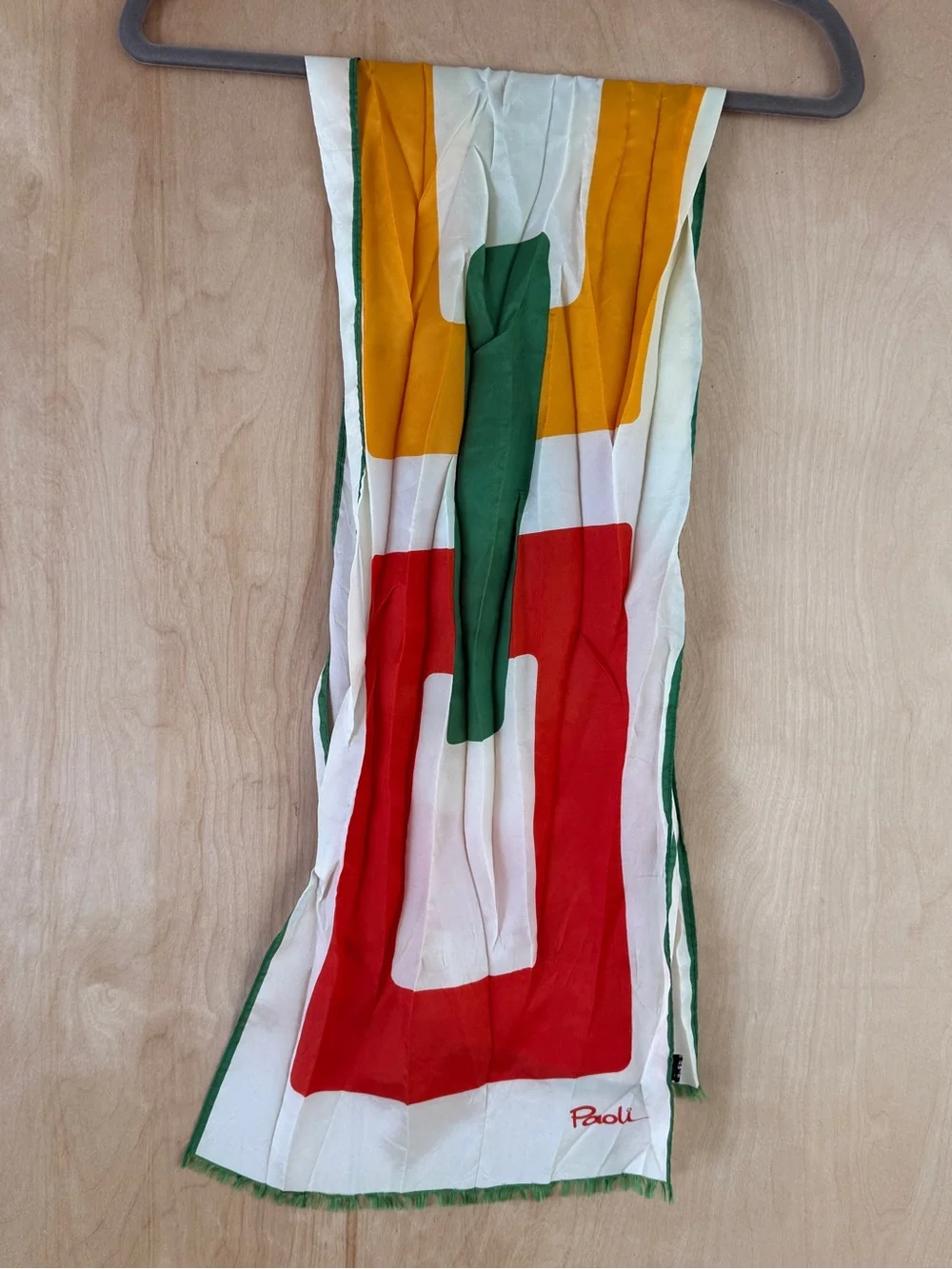 Vintage 60s 70s Gino Paoli Acetate Scarf Mod Geometric Colorblock Japan 12x52